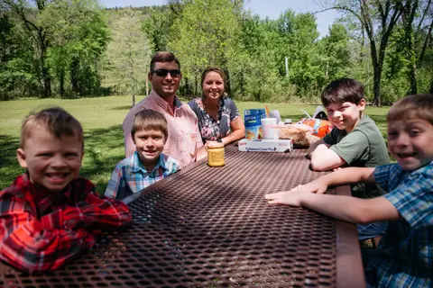 A family picnicking at Buffalo National River